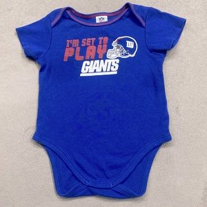 NFL Team Apparel NY Giants Baby Blue Onesie/Jersey "I'm Set To Play" Size 6-12 M